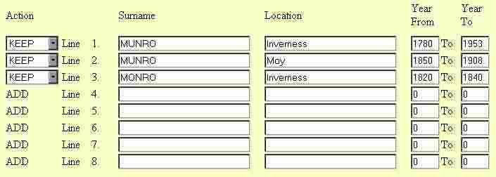 Example from lower part of Maintain Interest page