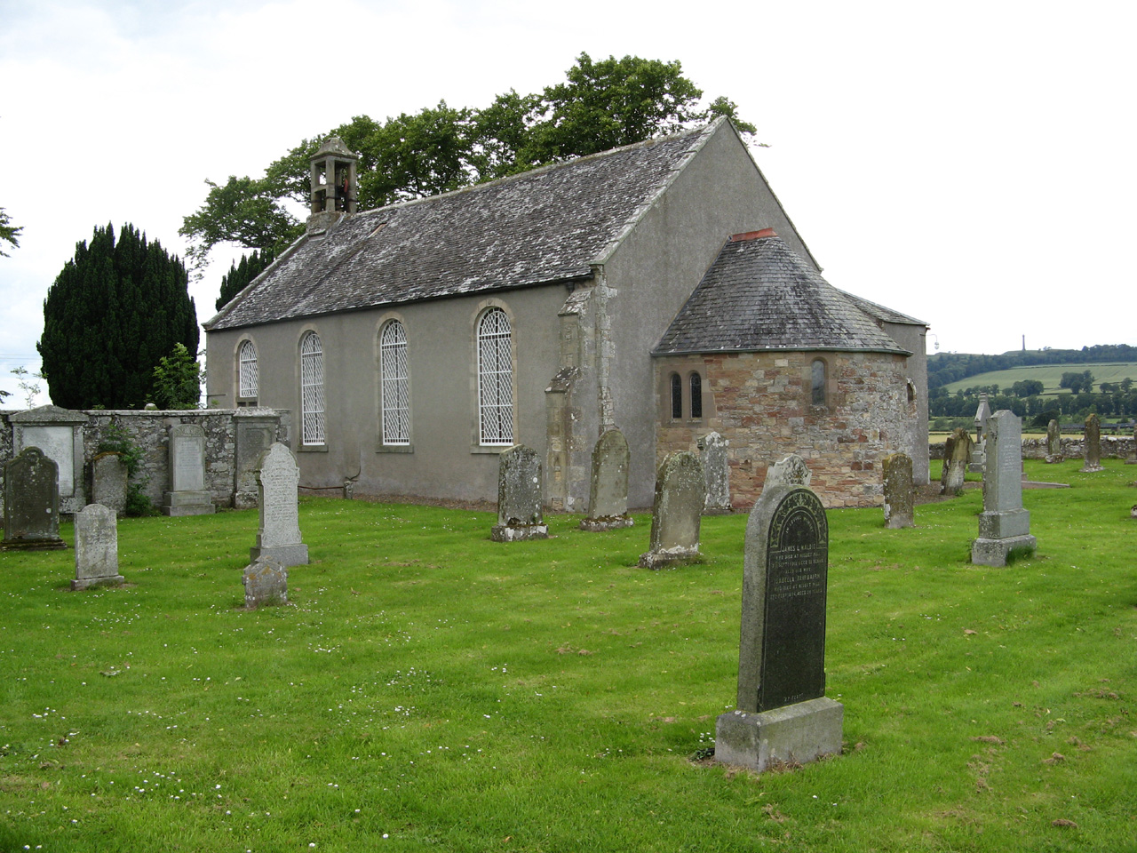 Crailing Parish Church with Piniel Heugh in the background